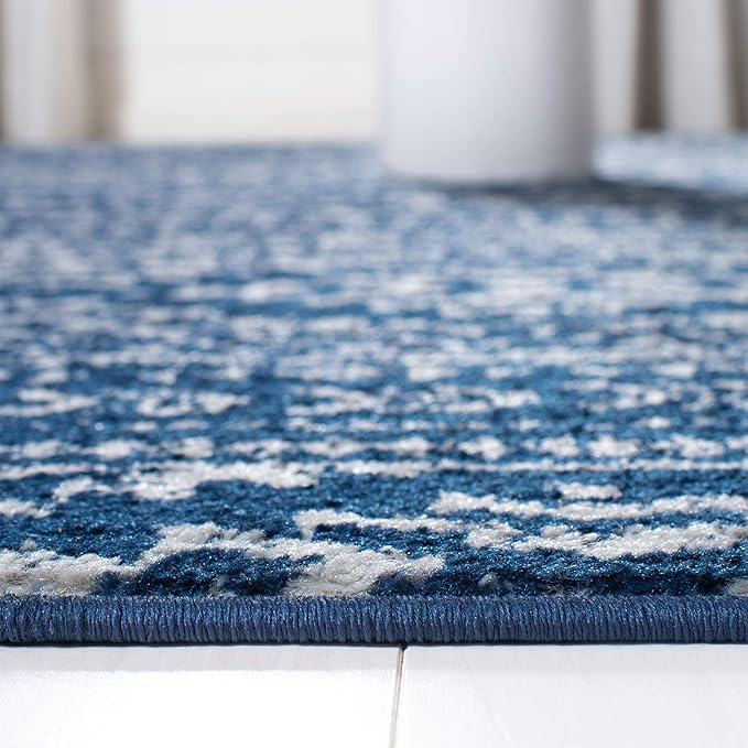 SAFAVIEH Tulum Collection Area Rug - 8' Round, Navy & Ivory, Moroccan Boho Tribal Design, Non-Shedding & Easy to Clean, Ideal for Living Room, Bedroom, Dining Space (TUL272N)
