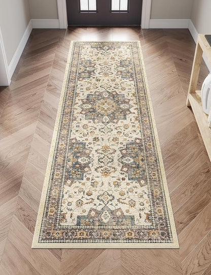 Dripex Tribal Washable Runner Rug-2x5 Non-Slip Non-Shedding Runners for Hallways Stain Resistant Kitchen Mat Laundry Entryway Carpet Runner for Doorway Entrance Bedroom Living Room Decor