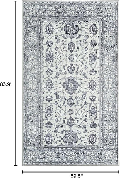 ILANGO Non Slip Runner Rugs for Hallway, 5'x7' ft Distressed Traditional Kitchen Washable, Carpet Runner Floor Mat for Indoor Entryway Bedroom Laundry Room, Easy to Clean