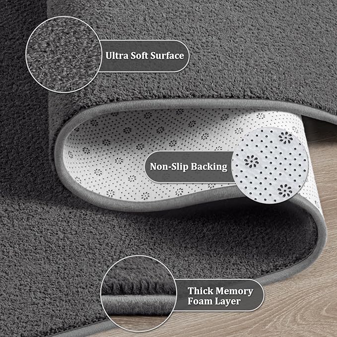 Large Modern Area Rugs for Living Room Bedroom, 6x9 Feet Dark Grey Ultra Soft Solid Thickened Memory Foam Indoor Minimalist Carpets, Non-Slip Comfy Rugs for Boys Girls Nursery Kids Room Home Décor