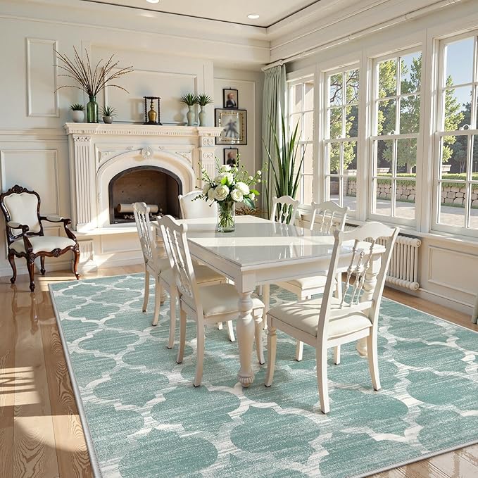 Lahome Moroccan Area Rugs 8x10 Sage Green Rugs for Living Room,Soft Low-Pile Modern Bedroom Rug 8x10 Under Bed Large Carpet for Dining Room Office