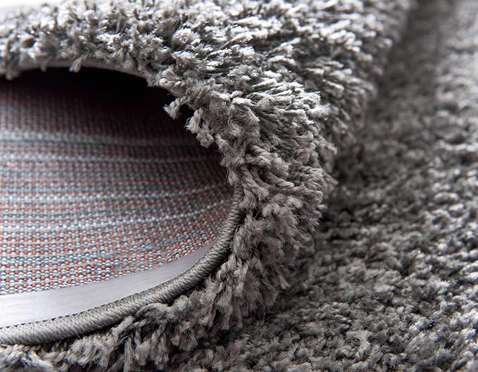 Unique Loom Solid Shag Collection Area Rug (3' 3" x 5' 3" Rectangle, Graphite Gray)