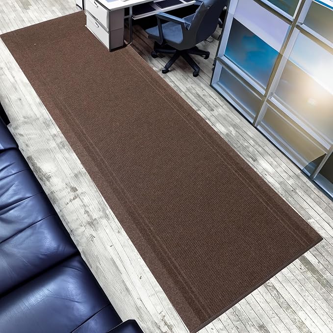 English Home Custom Size Non Slip Striped Design Light Weight Durable PVC Backing Thin Pile Runner Rug (26" x 8')