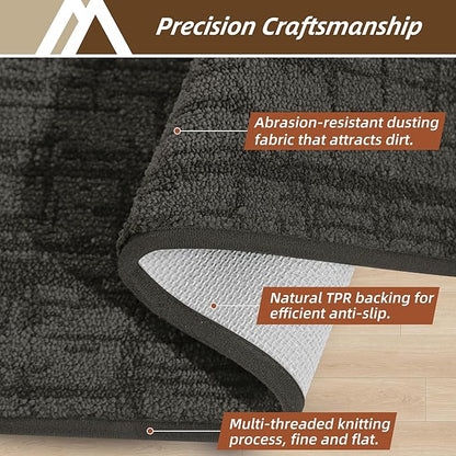 COSY HOMEER-Door-Mat Dirt Trapper Entryway Rugs 24"x36" Non Slip Washable Entrance Mats Absorbent Welcome Mat Low Profile Dog Door Mats for Front Back Doomats and Wet Shoes,Dark Grey