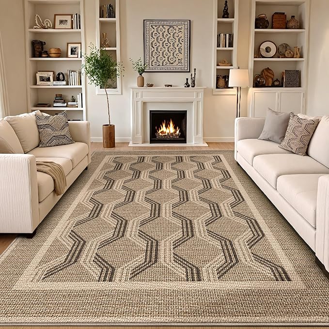 LUMI 8x10 Washable Area Rug for Living Room, Ultra Soft Modern Abstract Rugs Non Slip with Rubber Backing, Low Profile, High Traffic, Stain Resistant Carpets, Ideal for Bedroom, Dining Room, Indoor