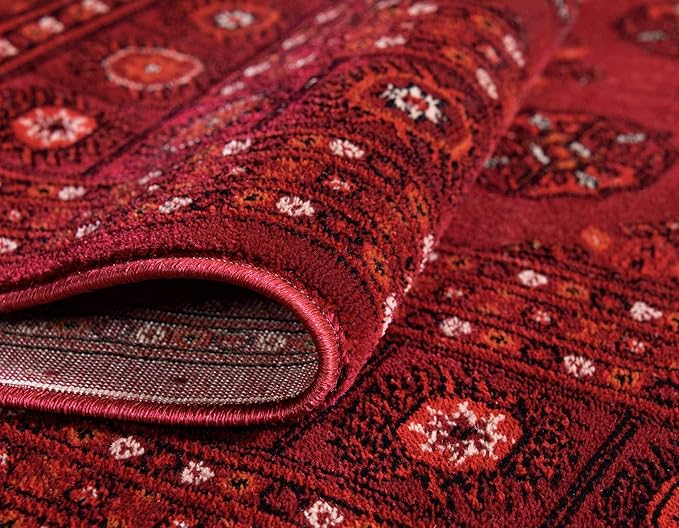 Unique Loom Tekke Collection Over-Dyed Saturated Traditional Torkaman Area Rug, 8 ft x 11 ft, Red/Burgundy