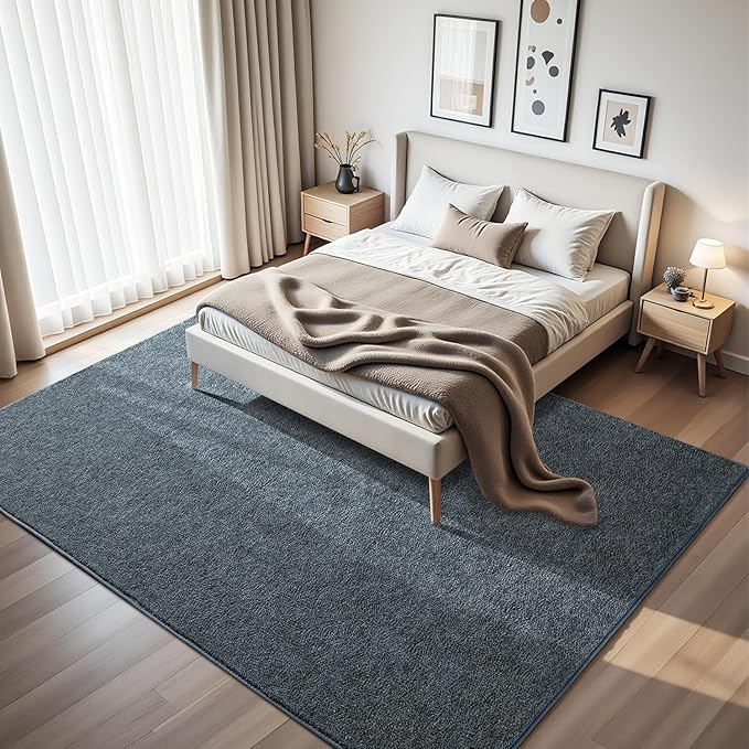 HQAYW 4x6 Area Rugs for Living Room Bedroom, Modern Thickened Memory Foam Soft Rug, Indoor Low Pile Minimalist Washable Non Slip Carpets for Kids Girls Boys Nursery Dorm Home Decor, Navy Blue