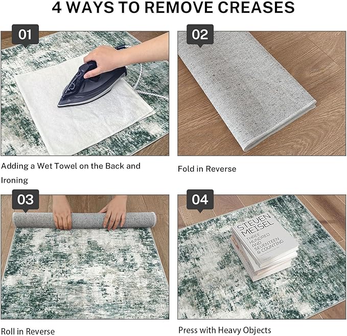Modern Abstract Runner Rug 2x5, Grey Green Washable Entryway Kitchen Runner Non-Slip Soft Hallway Rug Runner Thin Print Faux Wool Carpet for Bedroom Laundry Room Indoor