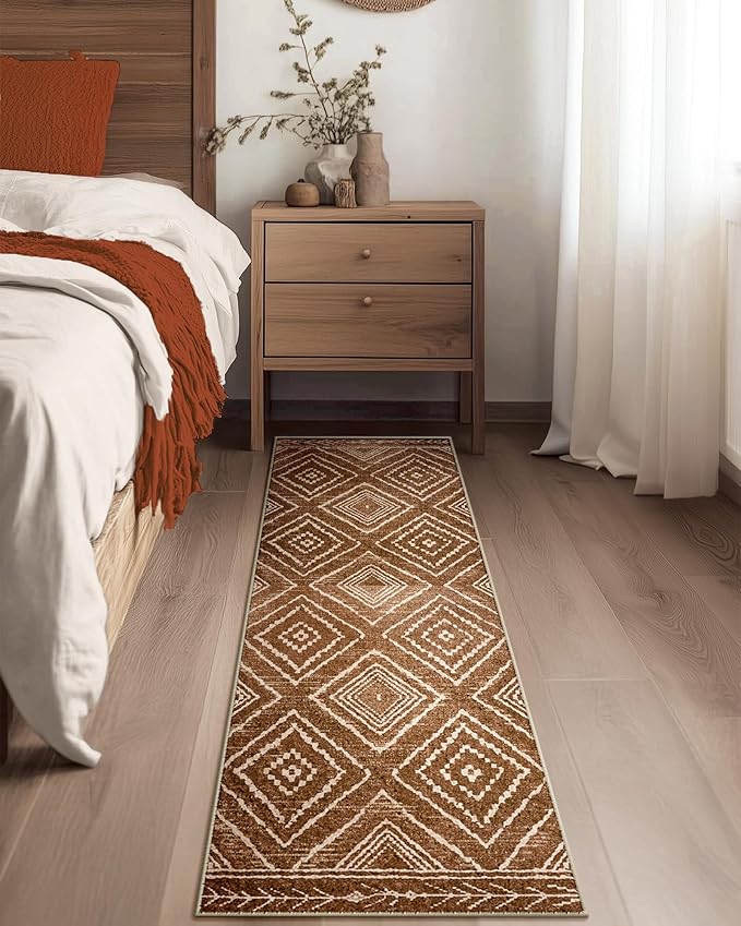 Area Rug 2x5 Rug Machine Washable Non-Slip Low Pile Print Pattern Western Rug for Living Room Bedroom Entryway Tribal Series-Yellowbrown/Cream