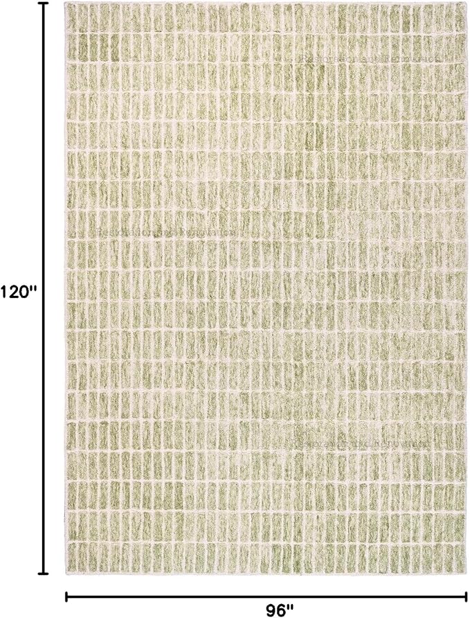 Hand-Tufted 100% Wool Area Rug – Unique Modern Geometric Grid Pattern, Soft Plush Textured Carpet for Living Room, Bedroom, Dining Room & Entryway (Light Green, 5' x 8')