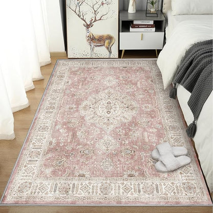 5’x7’ Washable Area Rugs for Living Room Bedroom Foldable Low Pile Non Slip Area Rugs for Dining Office