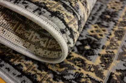 Unique Loom Taftan Collection Border Geometric Tribal Inspired Design Area Rug (2' 2 x 3' 0 Rectangular, Gray/ Black)