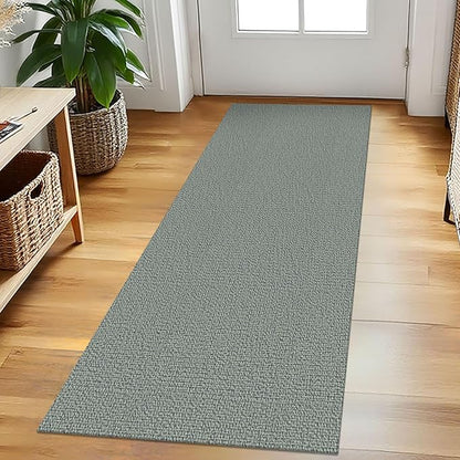 EARTHALL Washable Runner Rug 2x5 Ft Non Slip Runners for Hallways Cotton Rubber Backed Kitchen Runner Braided Indoor Floor Carpet Runners for Entryway, Hallway, Kitchen, Bedroom, Green/Grey