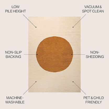 JONATHAN Y Machine Washable Indoor Area Rug 4X6 Cream/Terracotta, Cirkel Minimalist Geometric Dot for Living Room, Bedroom, Kitchen, Office, Easy-Cleaning, Pet-Friendly, Non-Shedding WSH113A-4