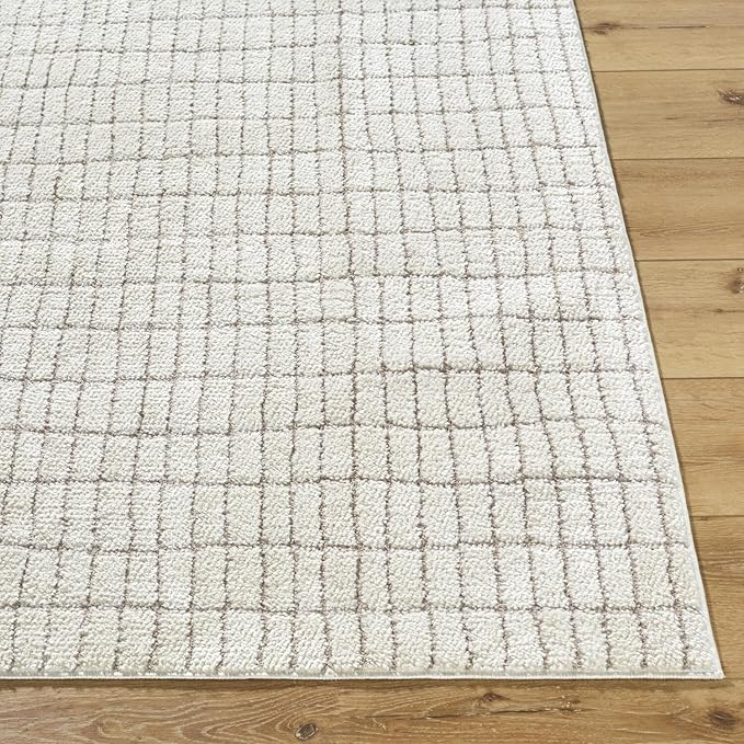 Livabliss x Our PNW Home Cascade Minimalist Striped Area Rug, 10' x 14', Ivory/Light Brown