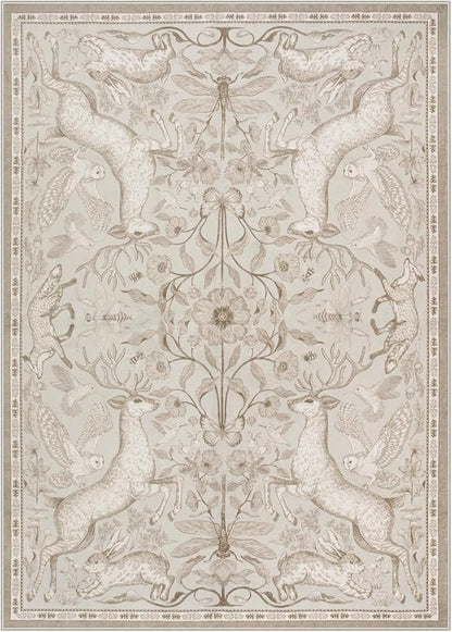 Lahome Boho Animal 5x7 Washable Living Room Area Rugs, Beige Soft Rugs for Bedroom, Botanical Large Boho Non Slip Dining Room Carpet for Under Table Entryway Kitchen Office (5x7ft,Beige)