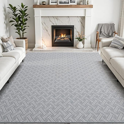 LUMI Washable Area Rug 5x8 for Living Room, Ultra Soft Modern Neutral Rugs with Non Slip Backing, Low Profile Carpet High Traffic for Bedroom, Dining Room, Grey