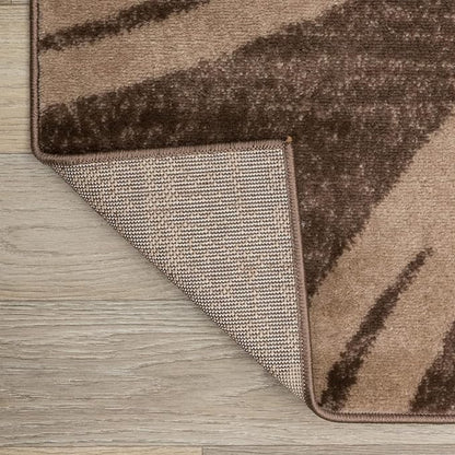 Rugshop Modern Wavy Circles Design Area Rug, Carpet with Jute Backing for Bedroom, Office, or Entryway, Brown, 4' x 6'