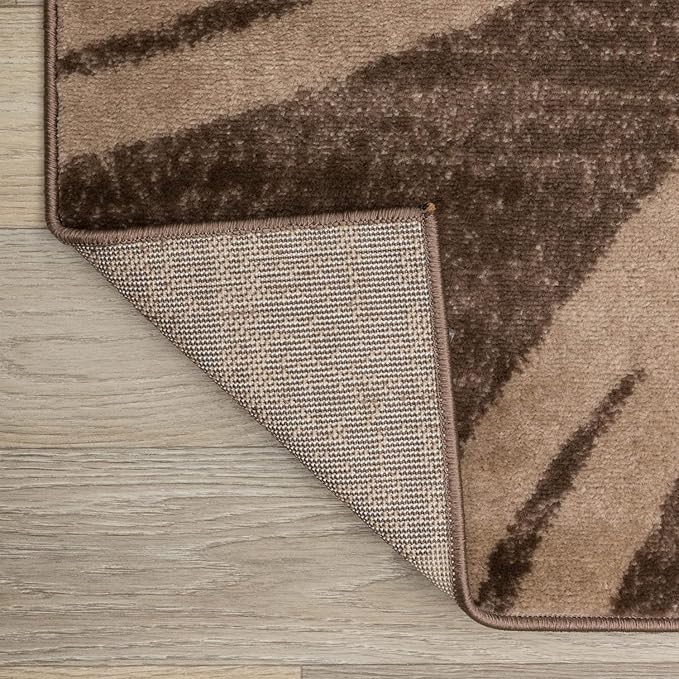 Rugshop Modern Wavy Circles Design Accent Rug, Fade-Resistant Carpet for Entryway, Bathroom, or Small Spaces, Brown, 2'7" x 4'