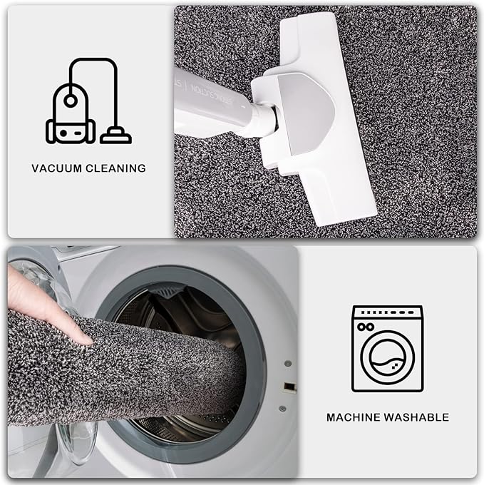 PURRUGS Dirt Trapping Door Mat 31.5" x 70", Non-Slip Machine Washable Entry Rug, Shoe Scraper, Dog Doormat, Super Absorbent Welcome Mat for Front & Back Door, Muddy Shoes & Paws, Light Grey-Dark Grey