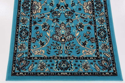 Unique Loom Sialk Hill Collection Area Rug - Washington (2' 11" x 16' 5" Runner Turquoise/Black)