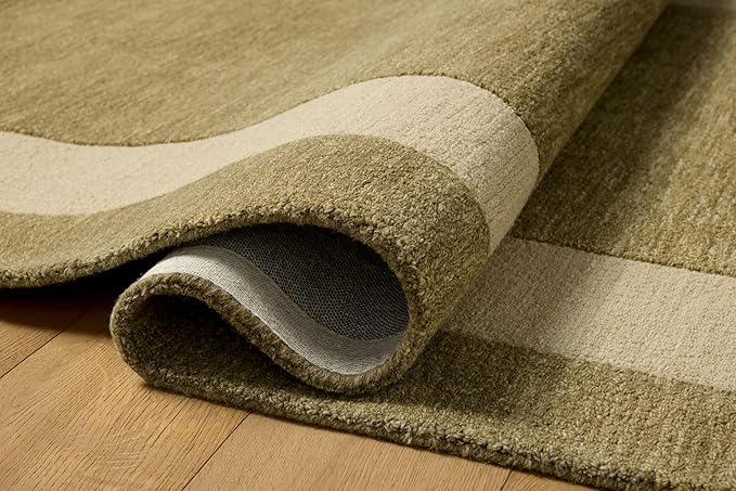 Loloi Leanne Ford Craven Collection CVN-01 Light Olive/Oatmeal 8'-6" x 11'-6" Area Rug Geometrical, Patterned, Neutral, Living Room, Bedroom, Dining Room