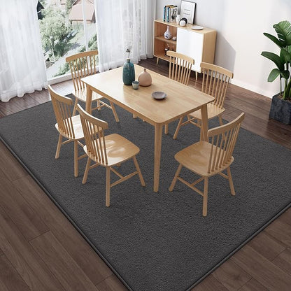 Modern Large Area Rug for Bedroom Living Room, 4x6 Feet Dark Grey Thickened Memory Foam Washable Rugs, Non-Slip Soft Minimalist Solid Indoor Carpets for Boys Girls Nursery Room Décor