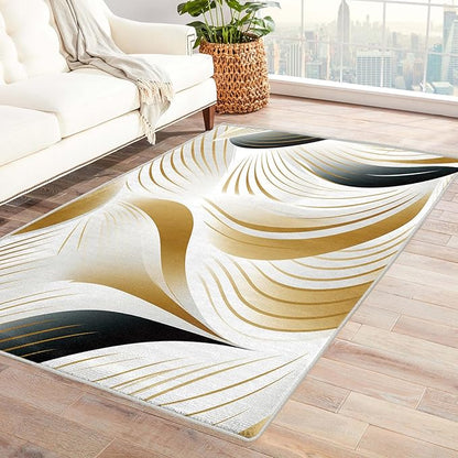 Elegant Wave Design Rug, 4x6 Rug, Abstract Rugs for Entryway, Modern Large Area Rug, Washable Rug Non Slip Soft Indoor Carpet, Kids and Pets Friendly, Elegant Wave Design Home & Room Decor