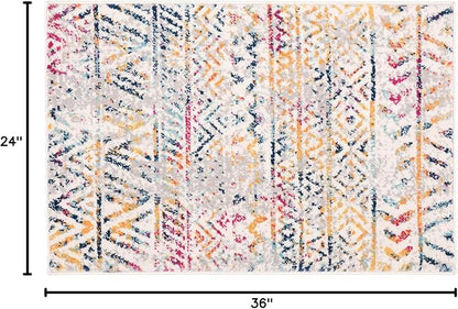 Rugshop Geometric Boho Area Rug – Multi Tribal Pattern, Perfect for Living Room, Bedroom, Office, 2x3