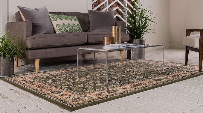 Unique Loom Sialk Hill Collection Area Rug - Washington (7' 10" x 10' Rectangle Green/Hunter Green)