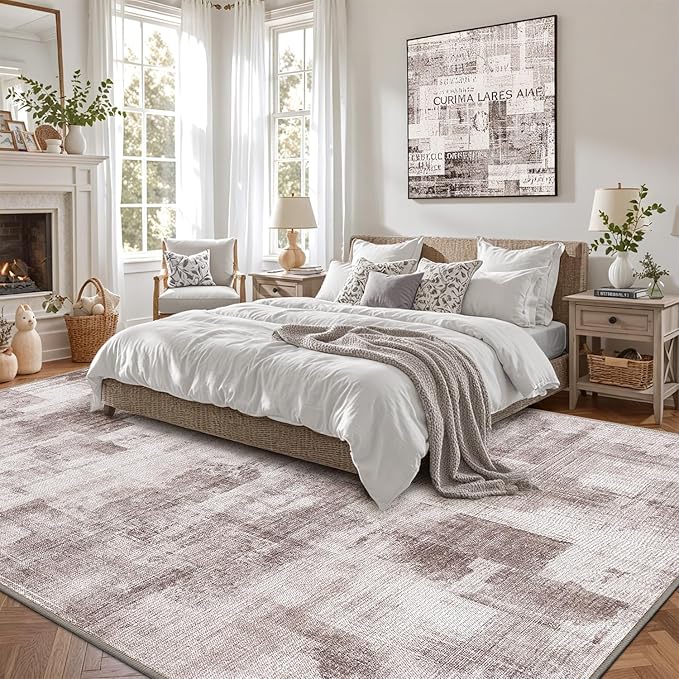 LUMI 5x8 Washable Area Rug for Living Room, Ultra Soft Modern Abstract Rugs Non Slip with Rubber Backing, Low Profile, High Traffic, Stain Resistant Carpets, Ideal for Bedroom, Dining Room, Indoor