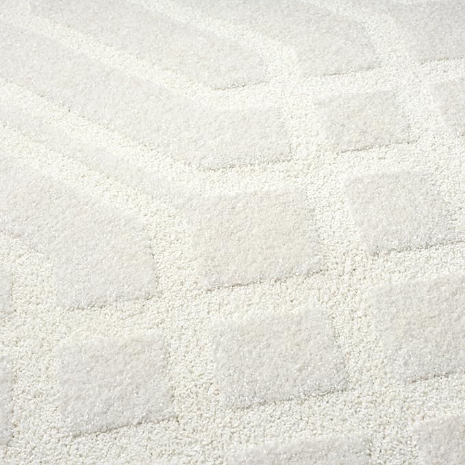 Abani Cozy Cream Area Rug for Living Room, Bedroom - Geometric Diamond Pattern - 4' x 6' - Durable & Easy to Clean