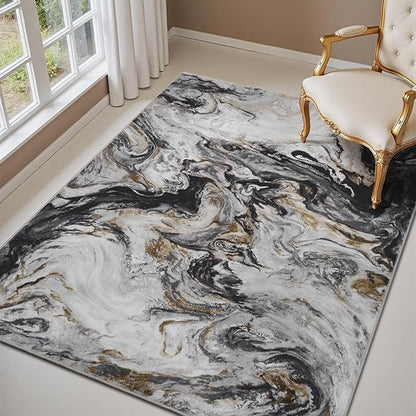 3x5 Washable Area Rugs for Living Room, Modern Abstract Rug Entryway Kitchen Non Slip Throw Rug, Stain Resistant Carpet for Dining Room Playroom Bedroom, Pet & Kids Friendly