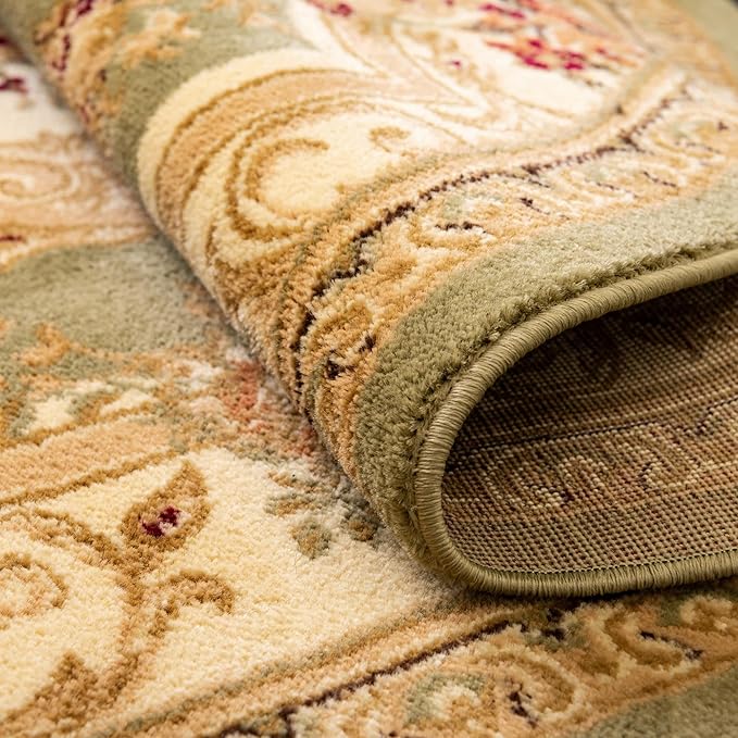 Unique Loom Versailles Collection Traditional Classic Floral Motif Area Rug (5' 0 x 5' 0 Square, Green/Ivory)