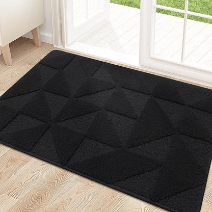 OLANLY Door Mats Indoor, Non-Slip, Absorbent, Dirt Resist, Entrance Washable Mat, Low-Profile Inside Entry Doormat for Entryway (30x17 inches, Black)