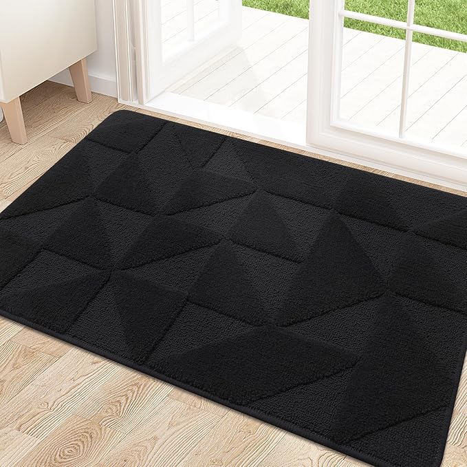 OLANLY Door Mats Indoor, Non-Slip, Absorbent, Dirt Resist, Entrance Washable Mat, Low-Profile Inside Entry Doormat for Entryway (32x20 inches, Black)