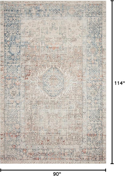 Loloi Chris Loves Julia Jules Collection JUL-07 Natural/Ocean 7'-6'' x 9'-6'', .13" Pile Height, Area Rug