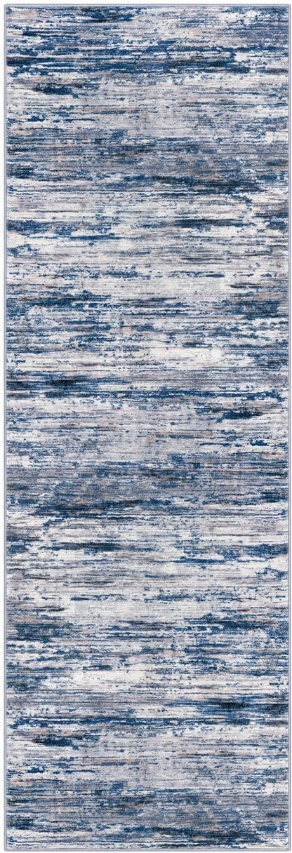 2x8 Modern Abstract Runner Rug for Hallways, Navy Blue Gray Neutral Multi Super Soft Hallway Decor Kitchen Rugs with Non-Slip, Non-Shedding Washable Rug for Entryway Bedroom Indoor