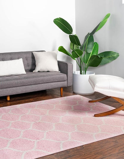 Rugs.com Lattice Frieze Collection Rug – 2' x 3' Light Pink Medium Rug Perfect for Living Rooms, Large Dining Rooms, Open Floorplans
