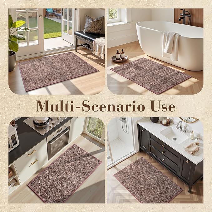 MontVoo Door Mat Indoor Entrance Doormat, Absorbent Durable Rubber Non Slip Front Door Mat for Inside Entry Entryway Dirt Trapper Welcome Mat, Red 24''x36''