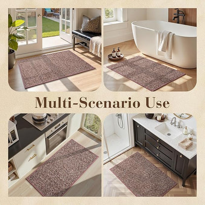 MontVoo Door Mat Indoor Entrance Doormat, Absorbent Durable Rubber Non Slip Front Door Mat for Inside Entry Entryway Dirt Trapper Welcome Mat, Red 24''x36''