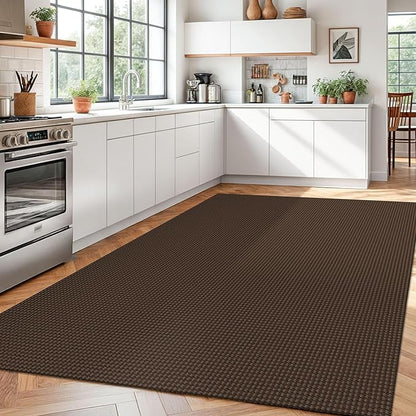 Braided Area Rug 5x7 Ft Washable Rugs for Living Room Non Slip Bedroom Rugs Boho Dining Room Rug Cotton Living Room Woven Floor Carpet for Nursery Playroom, Brown