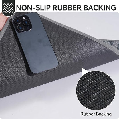 Front Door Mat 24''x35'', Absorbent Muddy Dirt Resist Washable Non Slip Low-Profile Indoor Doormat, Easy Clean Welcome Entryway Door Mats, Grey