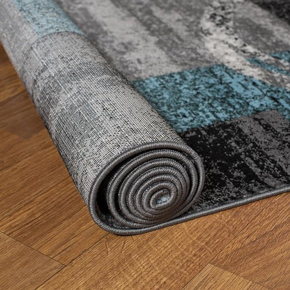 Rugshop Contemporary Circle Design Area Rug, Durable Fade-Resistant Carpet Alfombras for Bedroom, Living Room and Dining Room, Gray, 7'10" x 10'2"