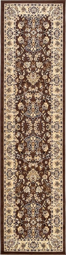 Unique Loom Sialk Hill Collection Area Rug - Washington (2' 7" x 10' Runner Brown/Black)