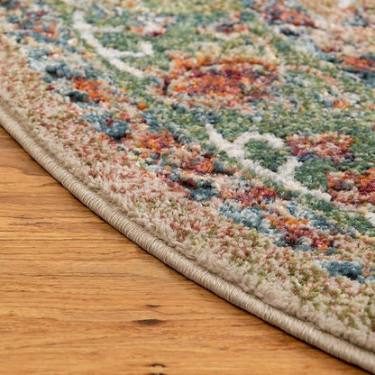 Unique Loom Isabella Collection Area Rug - Rossellini (4' x 6' Oval, Green/ Blue)