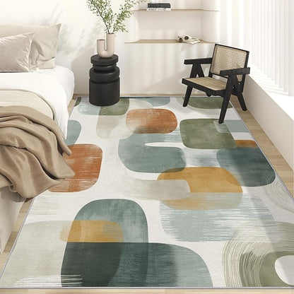 Mid Century Modern Rugs for Entryway, 2x3 ft, Abstract Geometry Area Rugs for Bedroom Kitchen Entrance, Soft Non Slip Washable Boho Geo Geometric Indoor Door Mat Home Decorations Dt-Ghf-19