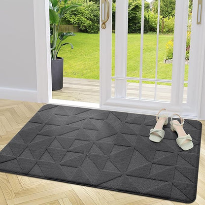 OLANLY Door Mats Indoor, Non-Slip, Absorbent, Dirt Resist, Entrance Washable Mat, Low-Profile Inside Entry Doormat for Entryway (48x32 inches, Dark Grey)