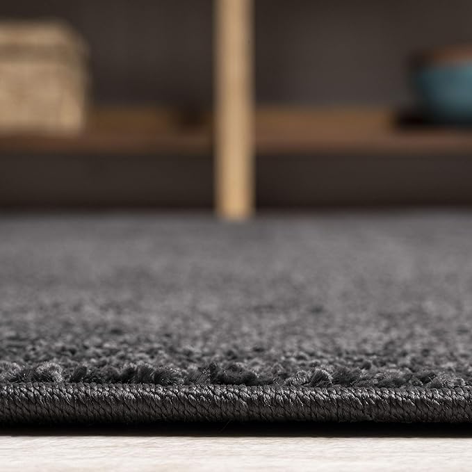 JONATHAN Y Haze Solid Low-Pile Black 3x5 Oval Indoor Area Rug, Coastal,Bohemian,Minimalist,Classic, Easy-Cleaning for Living Room,Bedroom,Kitchen,Pet Friendly,Non-Shedding (SEU100I-3OV)