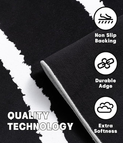 YIHOUSE Black Modern Area Rug 6x9,Abstract Rugs for Bedroom,Minimalist Striped Rug,Black and White Geometric Rug,Dark Washable Area Rugs 6x9 Non Slip Rugs for Living Room，Office